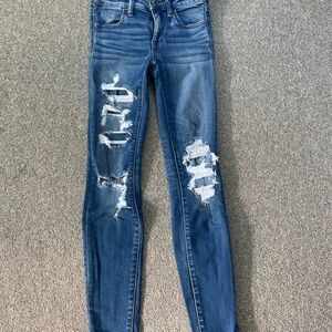 American Eagle Outfitters Blue Skinny Jeans Distressed Style